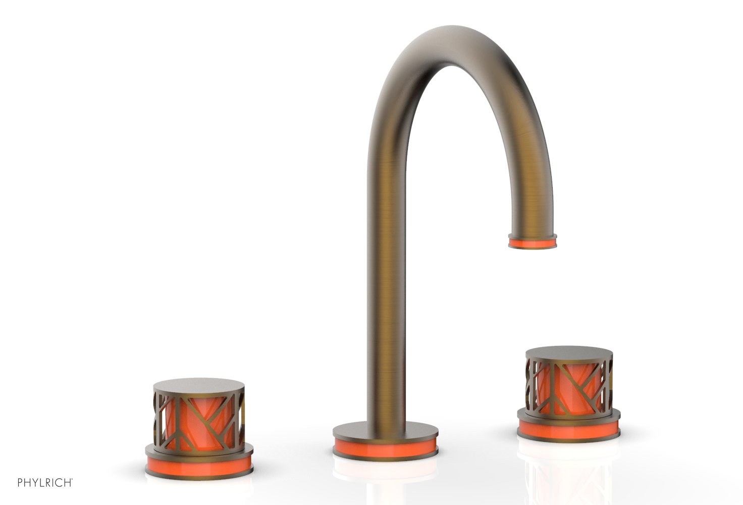 Phylrich JOLIE Widespread Faucet - Round Handles with "Orange" Accents