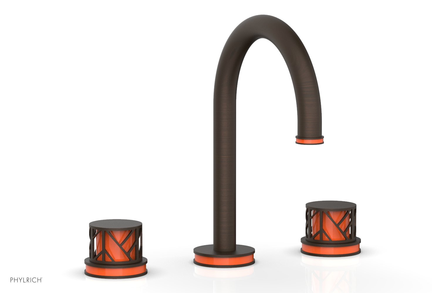 Phylrich JOLIE Widespread Faucet - Round Handles with "Orange" Accents