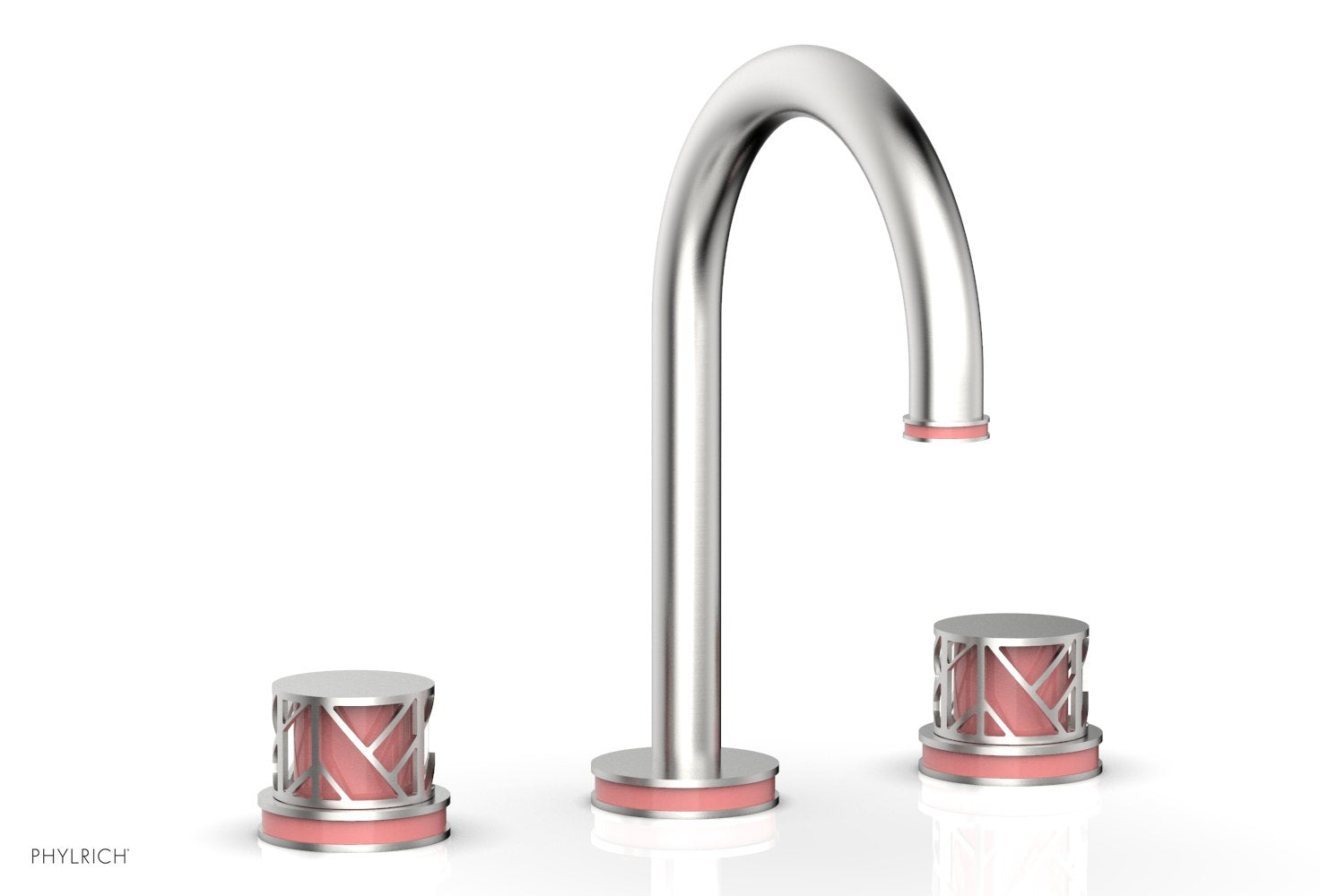 Phylrich JOLIE Widespread Faucet - Round Handles with "Pink" Accents