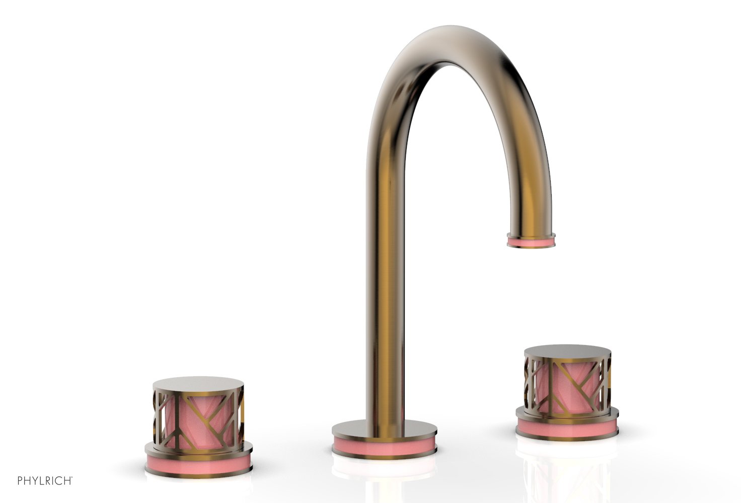 Phylrich JOLIE Widespread Faucet - Round Handles with "Pink" Accents