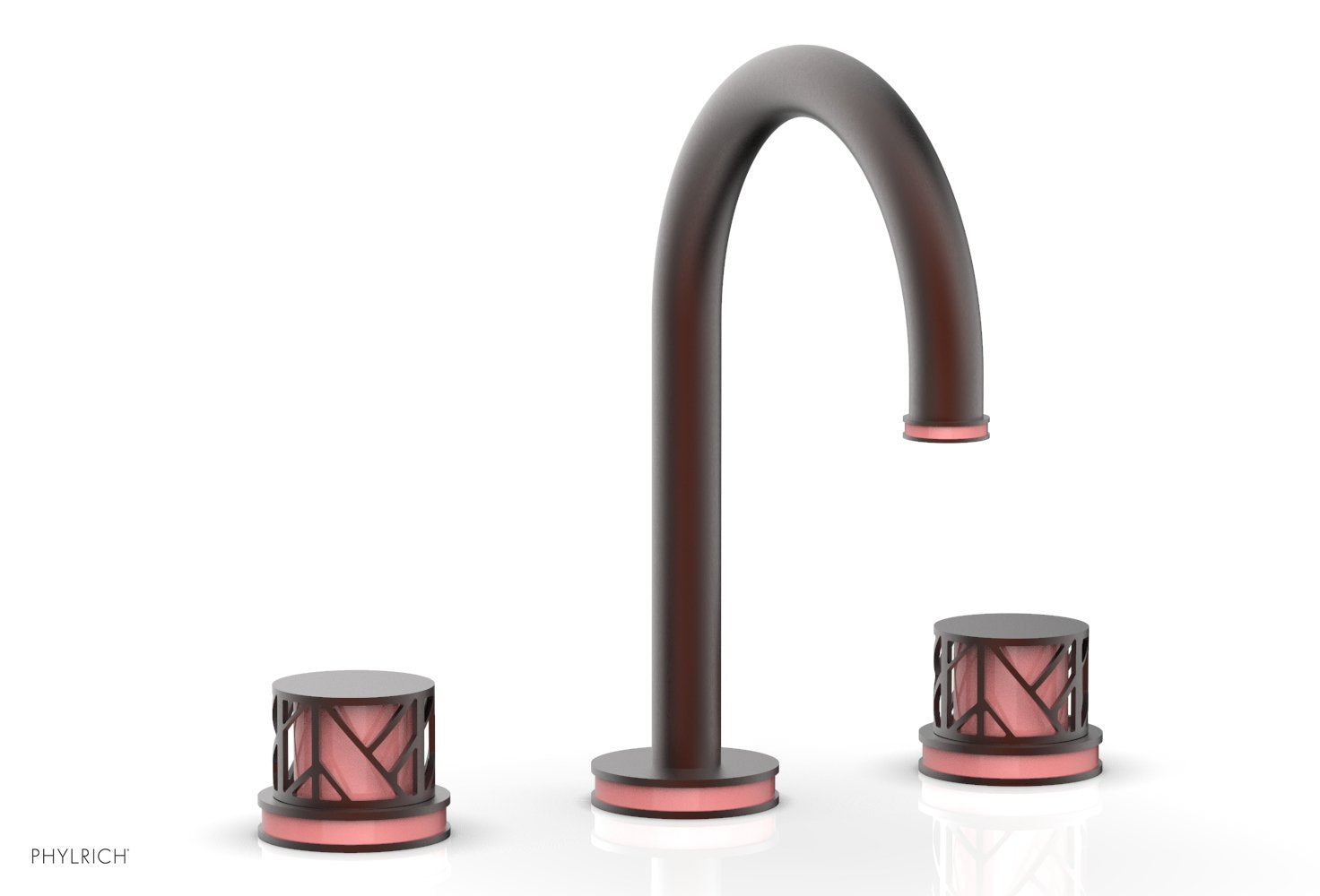 Phylrich JOLIE Widespread Faucet - Round Handles with "Pink" Accents