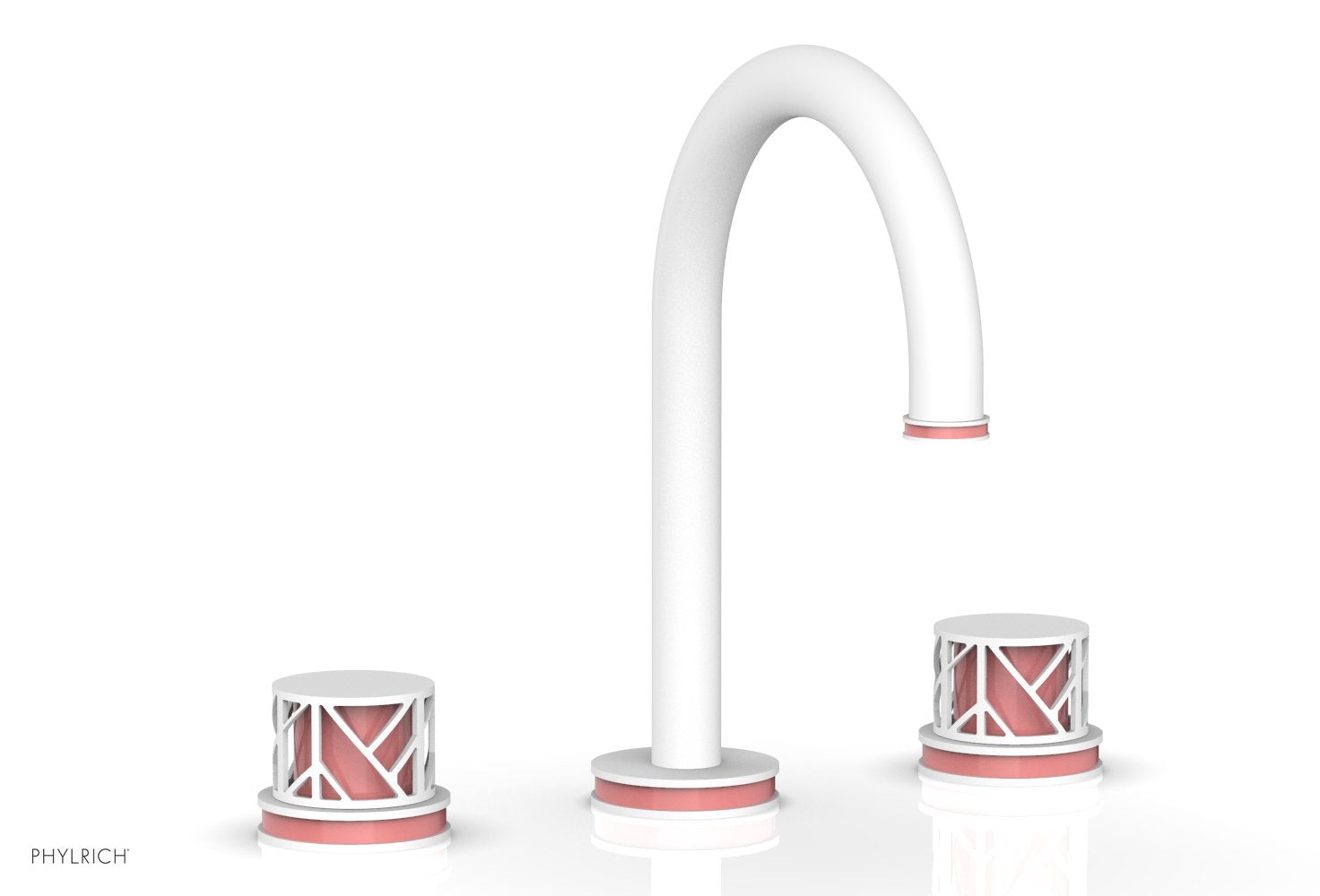 Phylrich JOLIE Widespread Faucet - Round Handles with "Pink" Accents