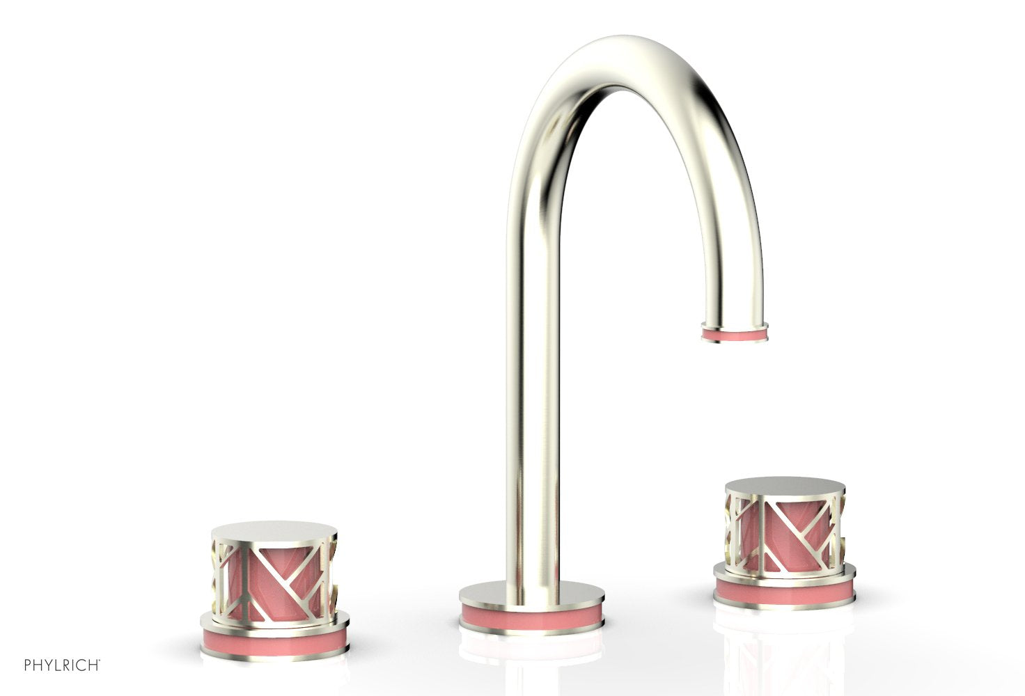 Phylrich JOLIE Widespread Faucet - Round Handles with "Pink" Accents