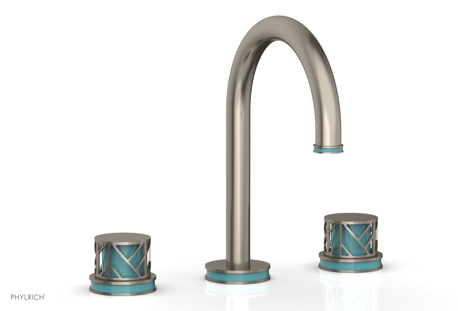 Phylrich JOLIE Widespread Faucet - Round Handles with "Turquoise" Accents