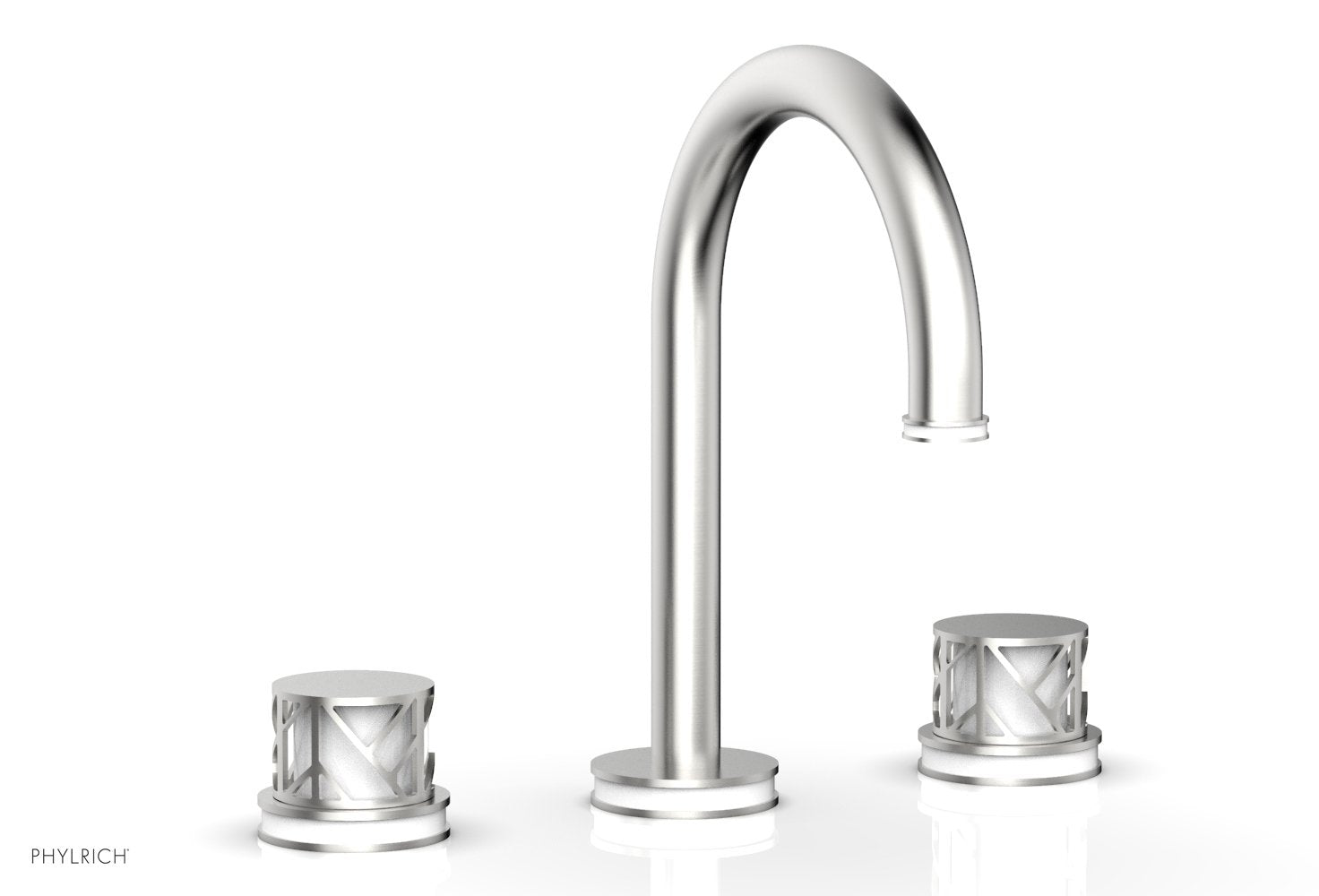 Phylrich JOLIE Widespread Faucet - Round Handles with "White" Accents