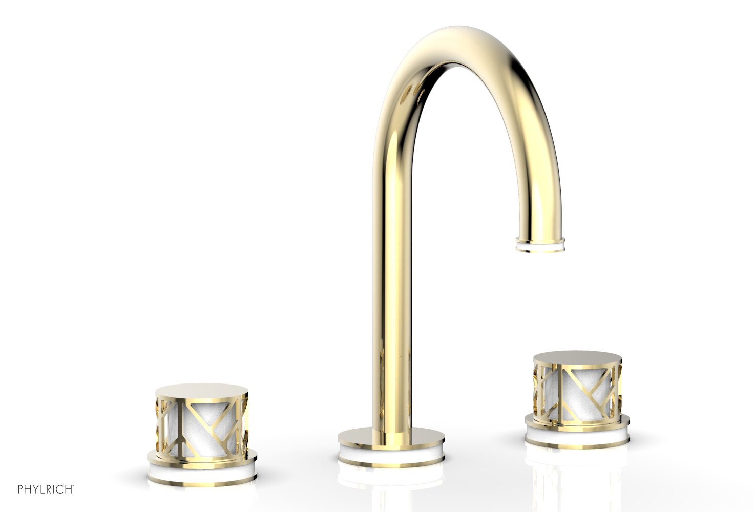 Phylrich JOLIE Widespread Faucet - Round Handles with "White" Accents