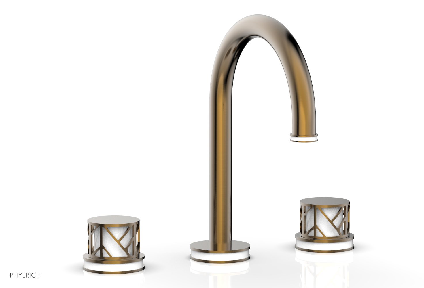 Phylrich JOLIE Widespread Faucet - Round Handles with "White" Accents