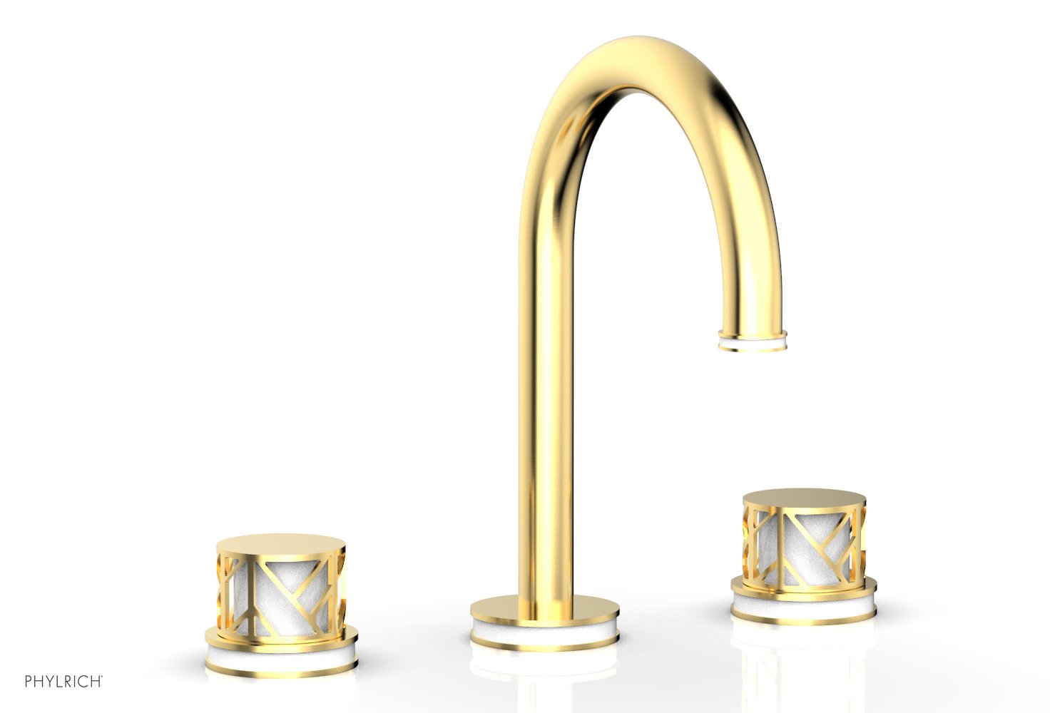 Phylrich JOLIE Widespread Faucet - Round Handles with "White" Accents