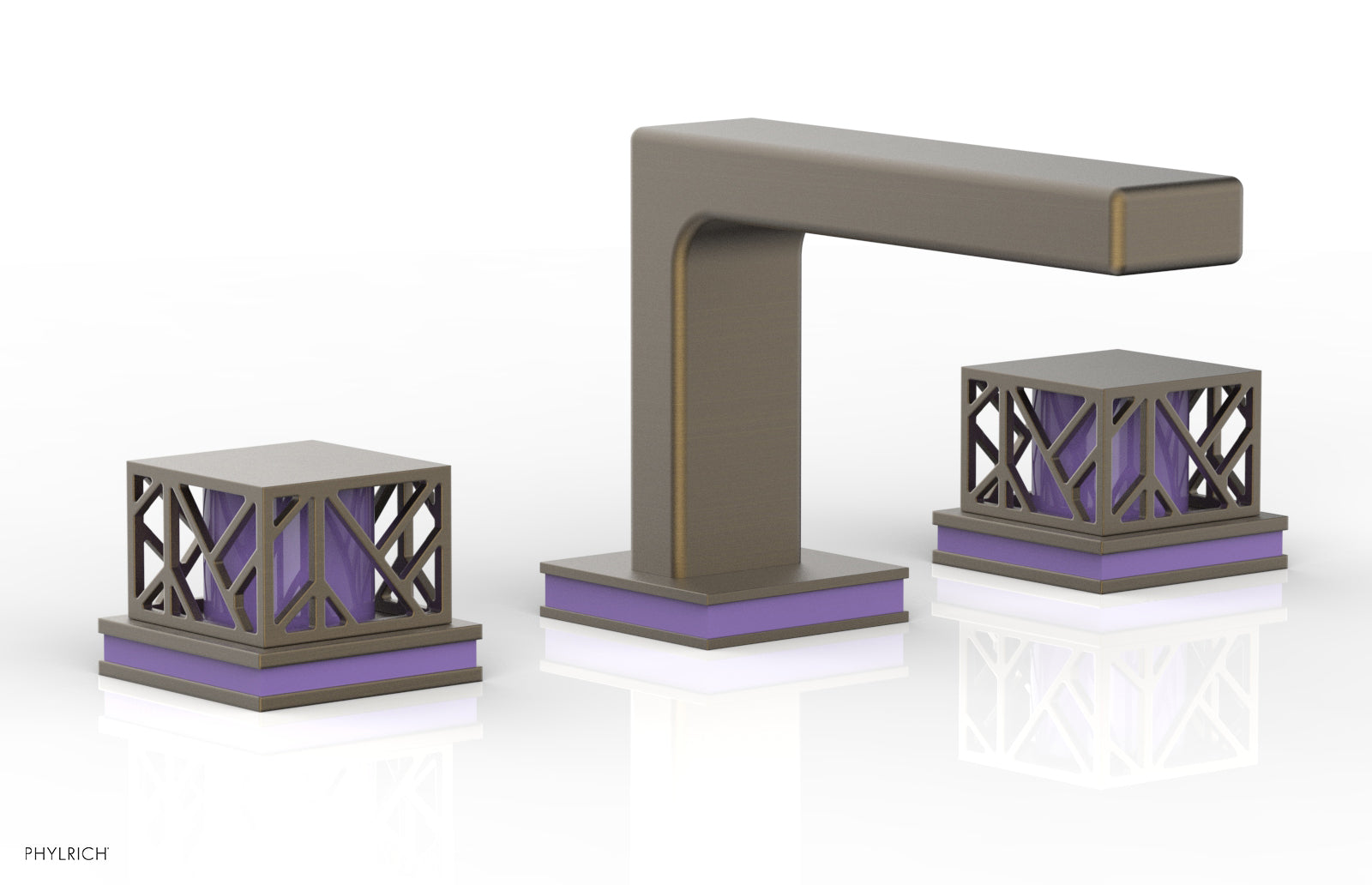Phylrich JOLIE Widespread Faucet - Square Handles with "Purple" Accents