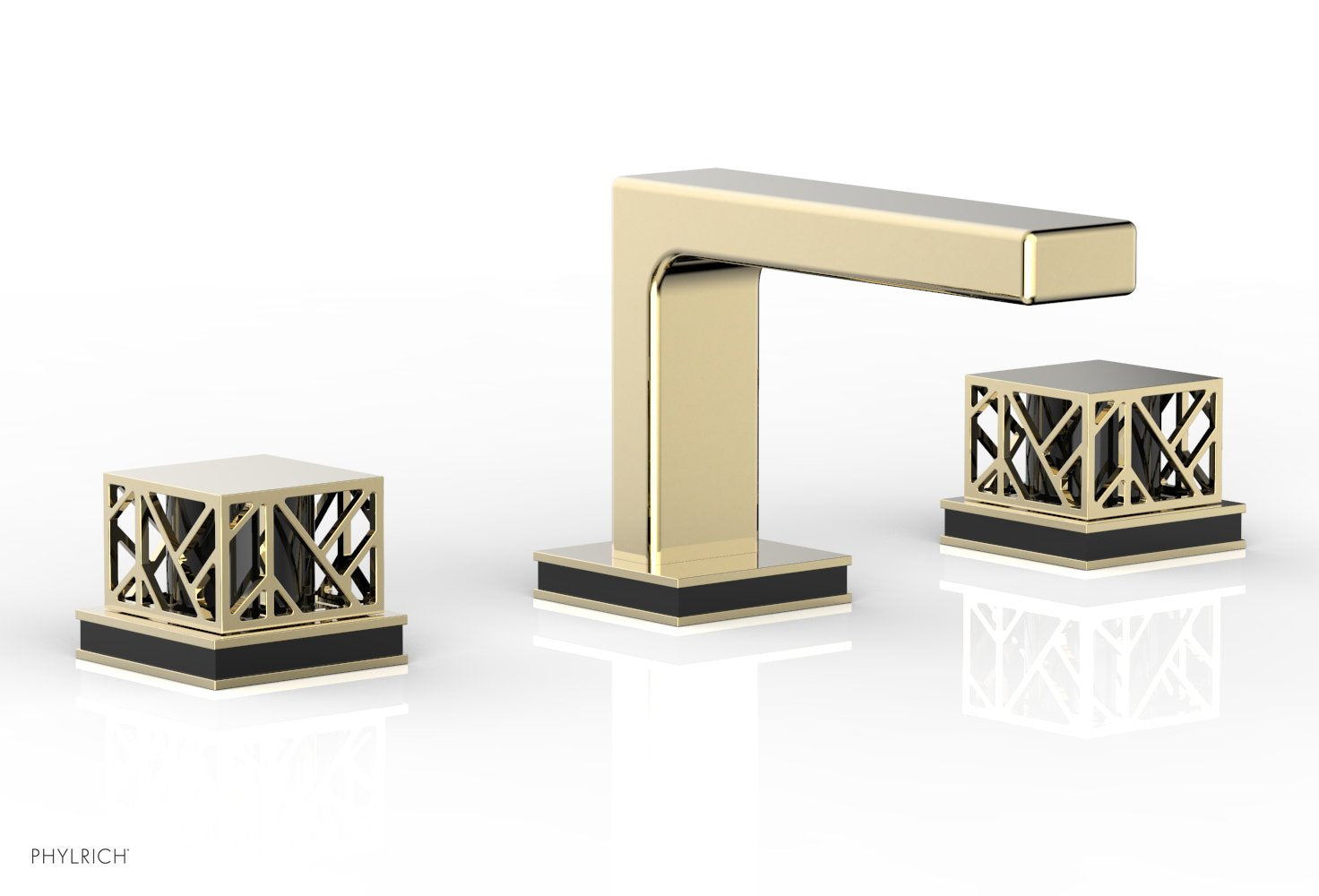 Phylrich JOLIE Widespread Faucet - Square Handles with "Black" Accents