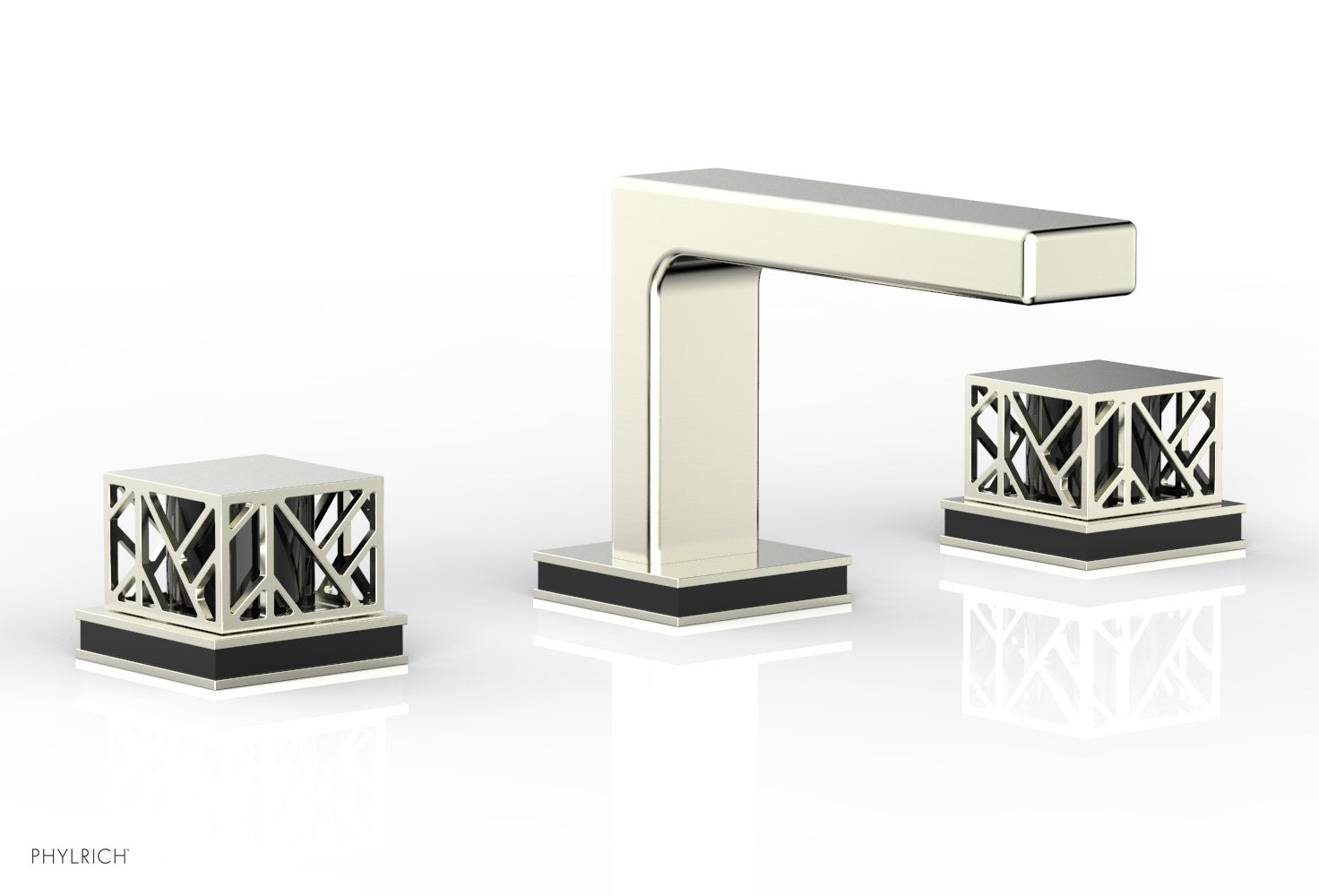 Phylrich JOLIE Widespread Faucet - Square Handles with "Black" Accents