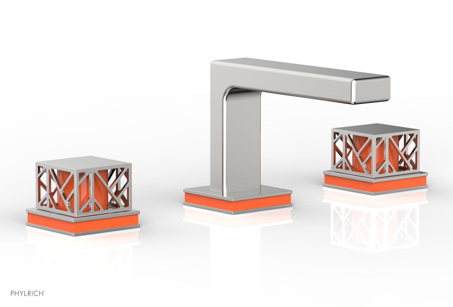 Phylrich JOLIE Widespread Faucet - Square Handles with "Orange" Accents