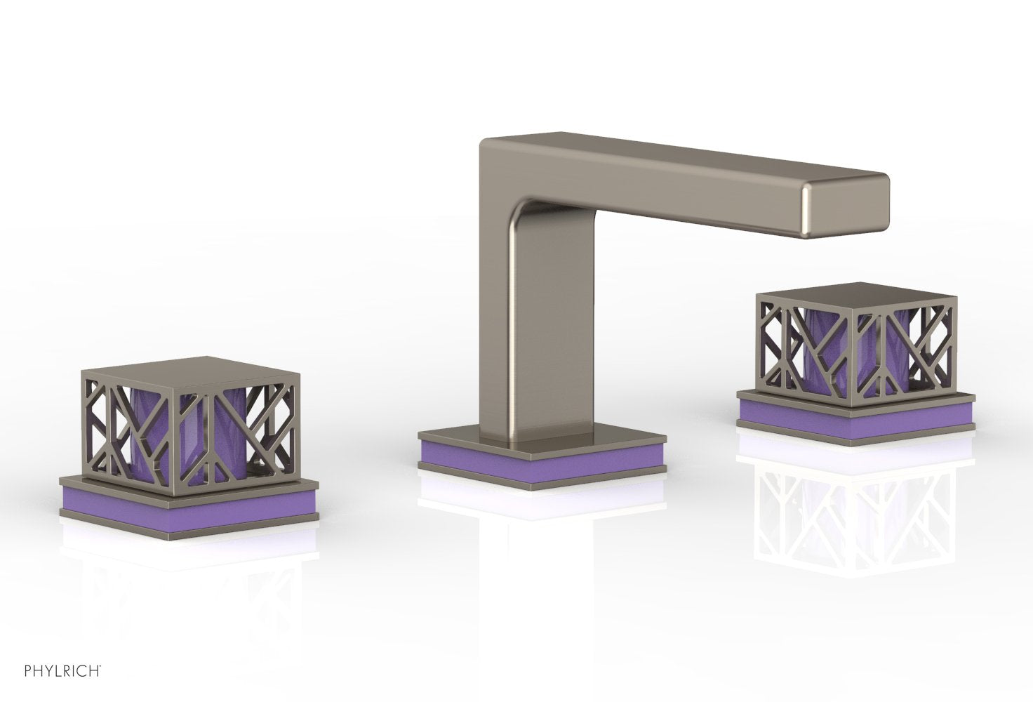 Phylrich JOLIE Widespread Faucet - Square Handles with "Purple" Accents