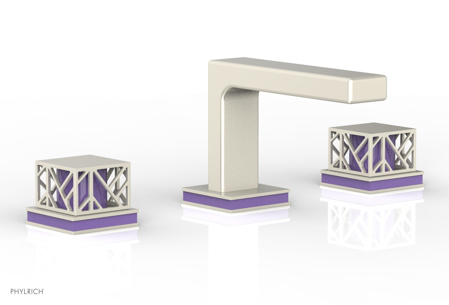 Phylrich JOLIE Widespread Faucet - Square Handles with "Purple" Accents