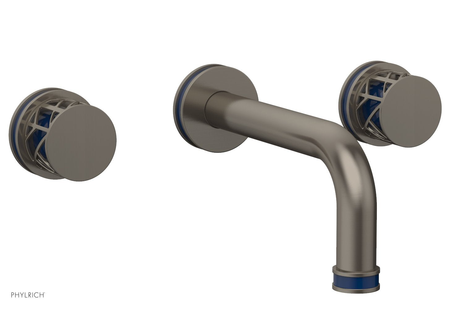 Phylrich JOLIE Wall Lavatory Set - Round Handles with "Navy blue" Accents