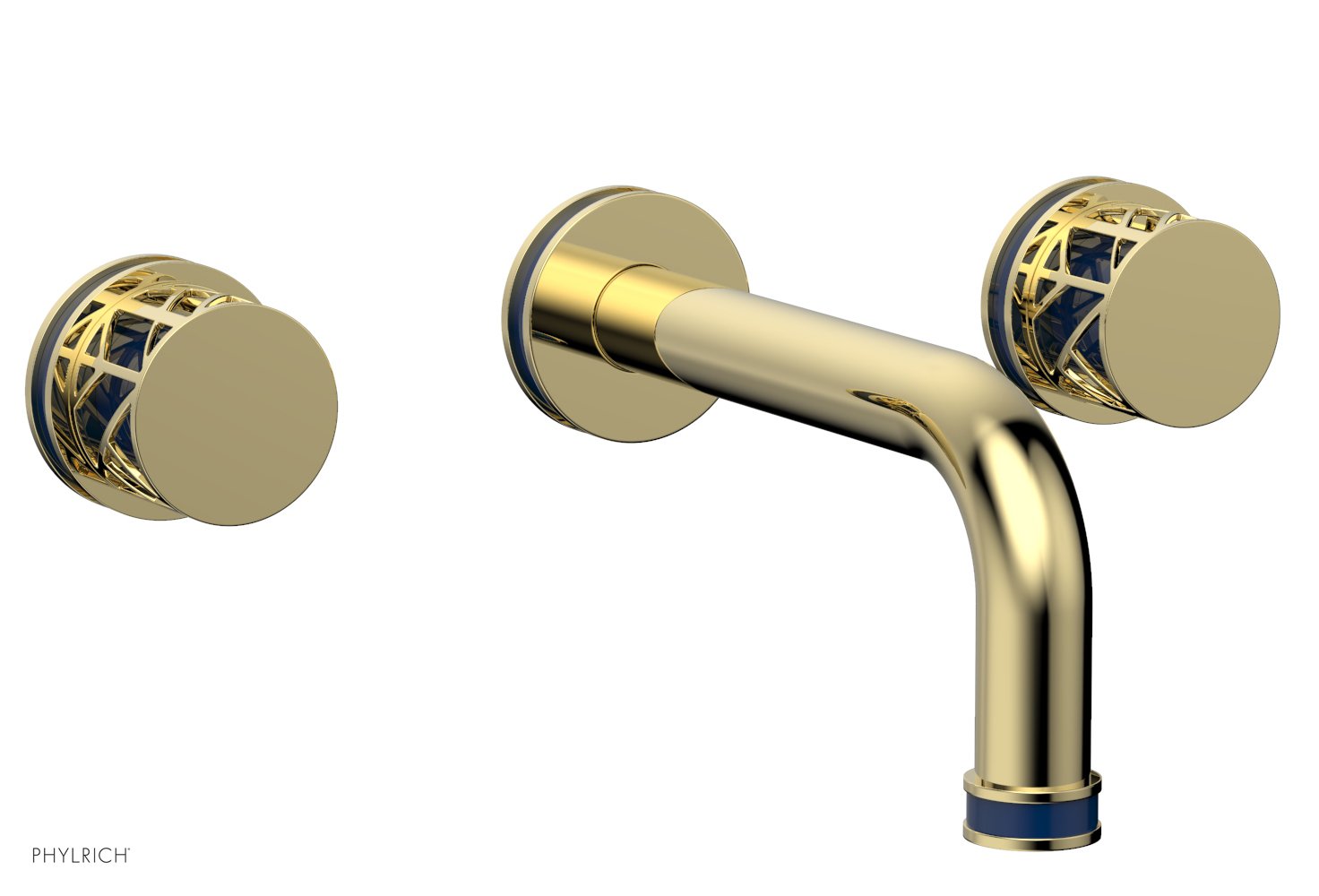 Phylrich JOLIE Wall Lavatory Set - Round Handles with "Navy blue" Accents