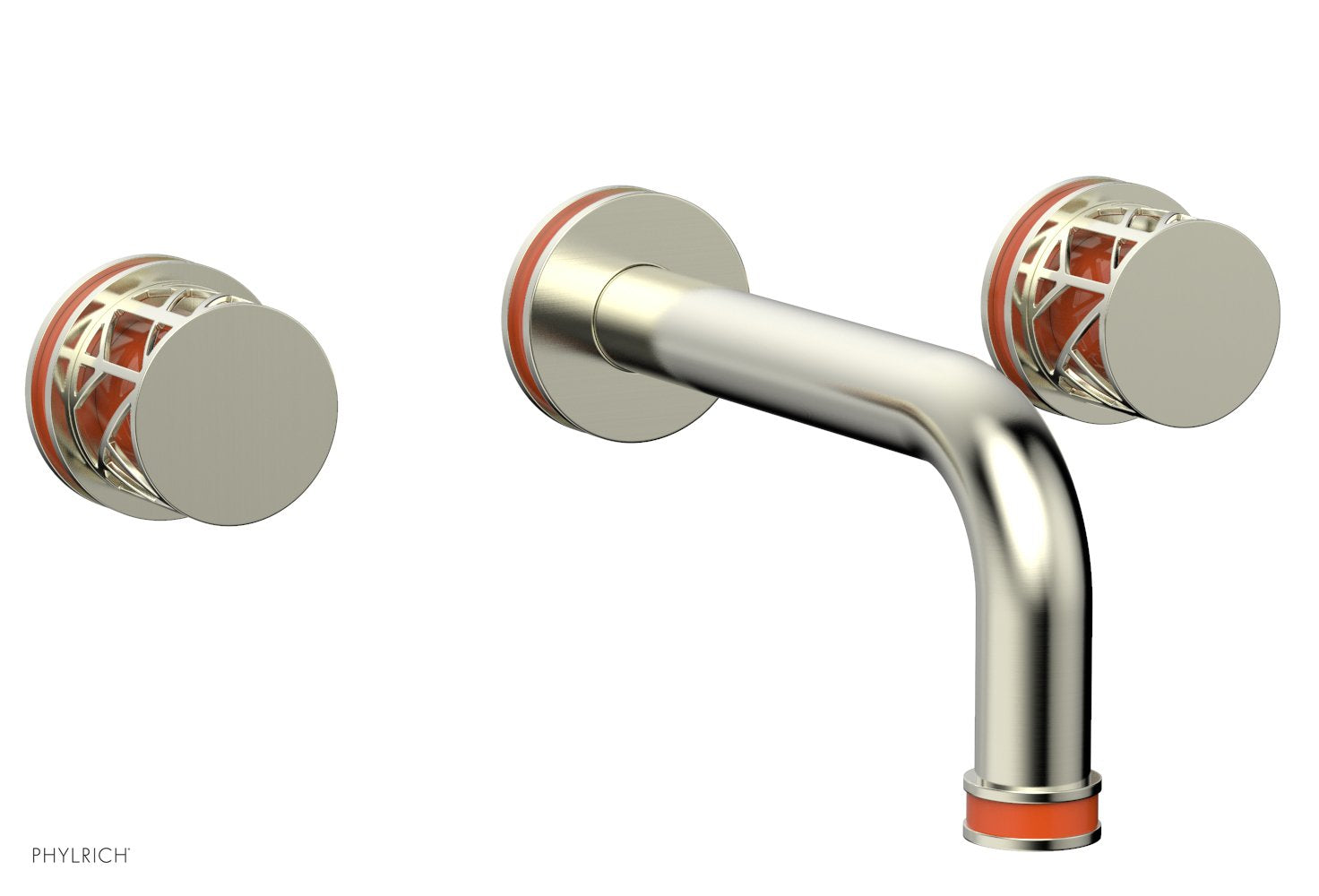 Phylrich JOLIE Wall Lavatory Set - Round Handles with "Orange" Accents