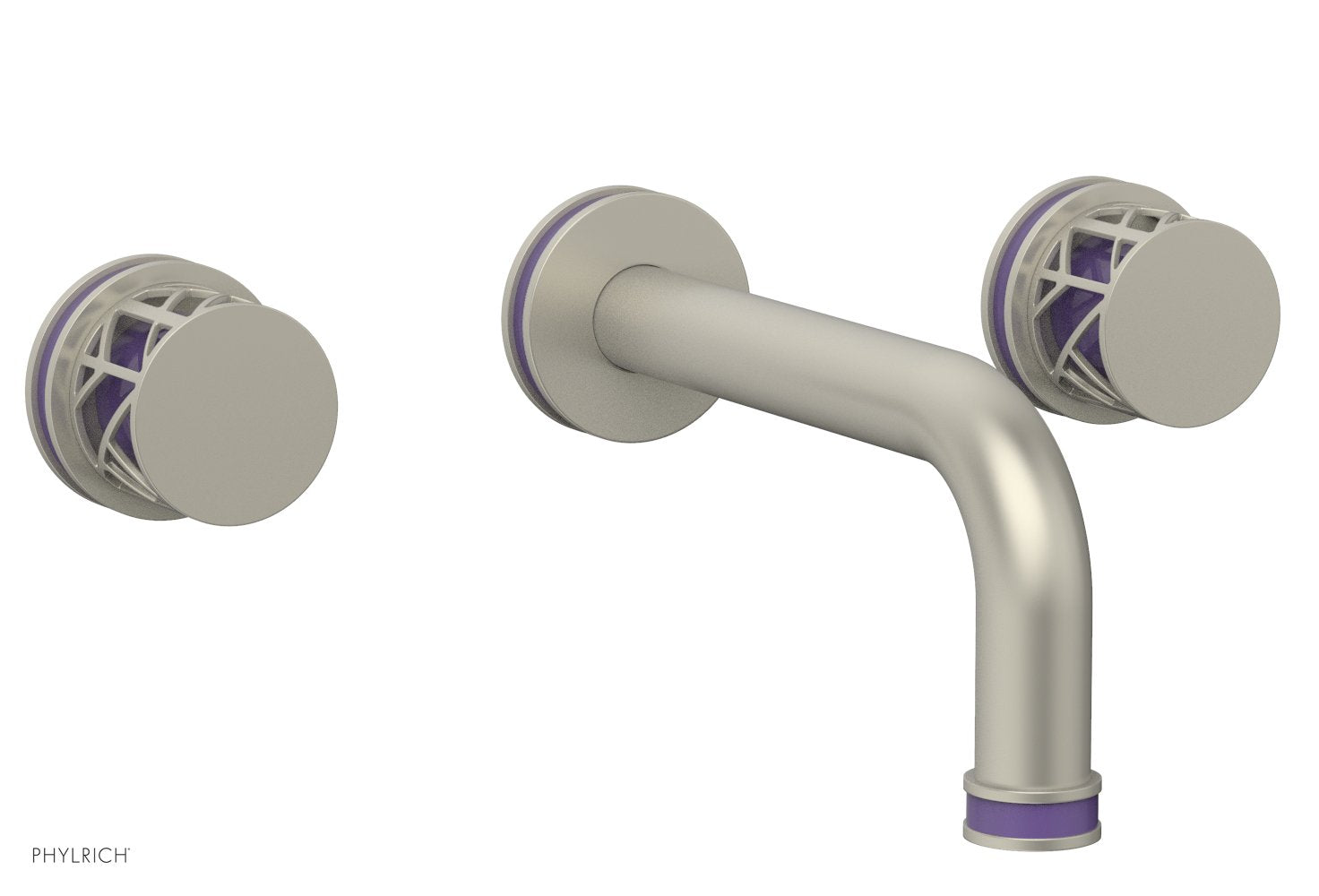 Phylrich JOLIE Wall Lavatory Set - Round Handles with "Purple" Accents