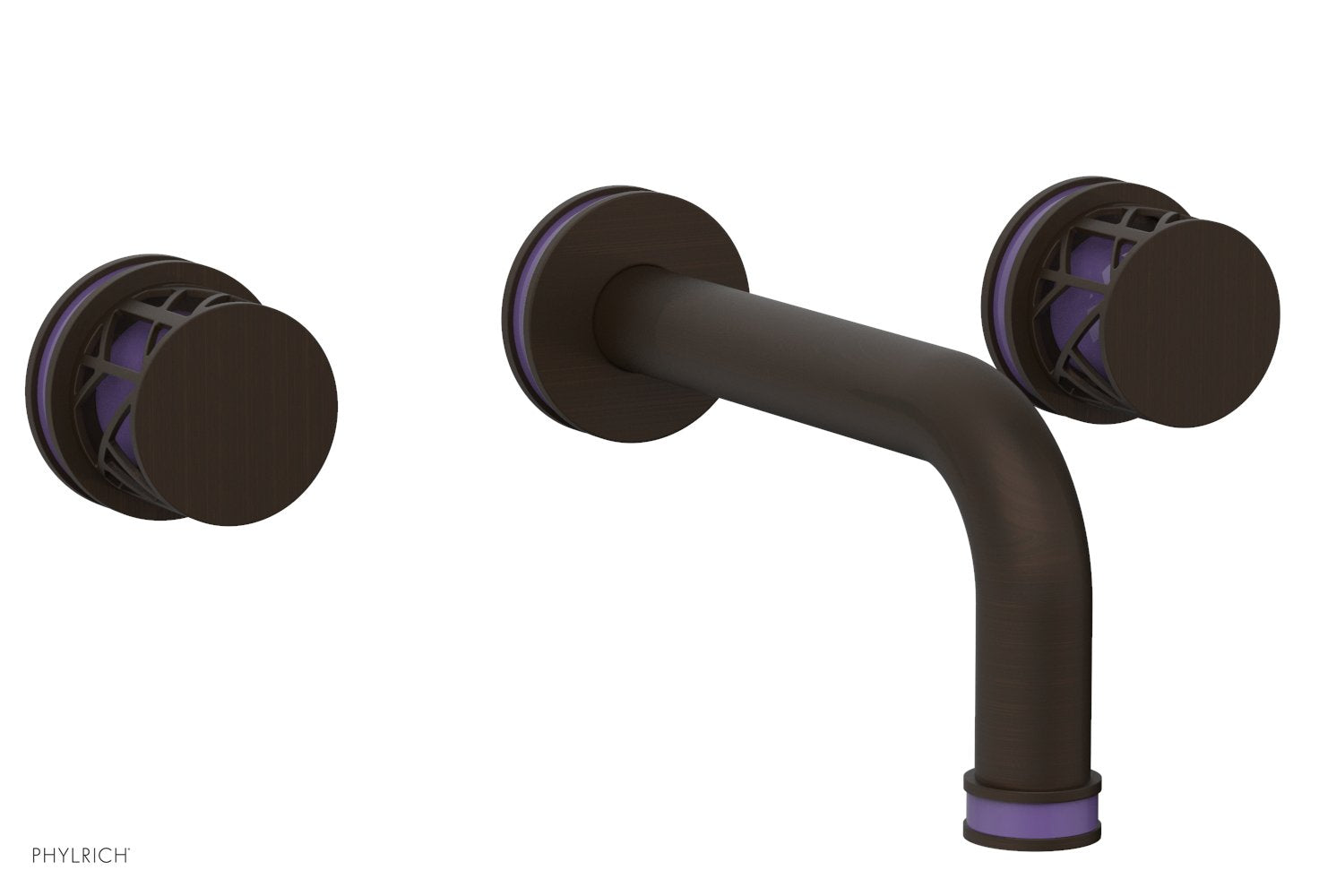 Phylrich JOLIE Wall Lavatory Set - Round Handles with "Purple" Accents