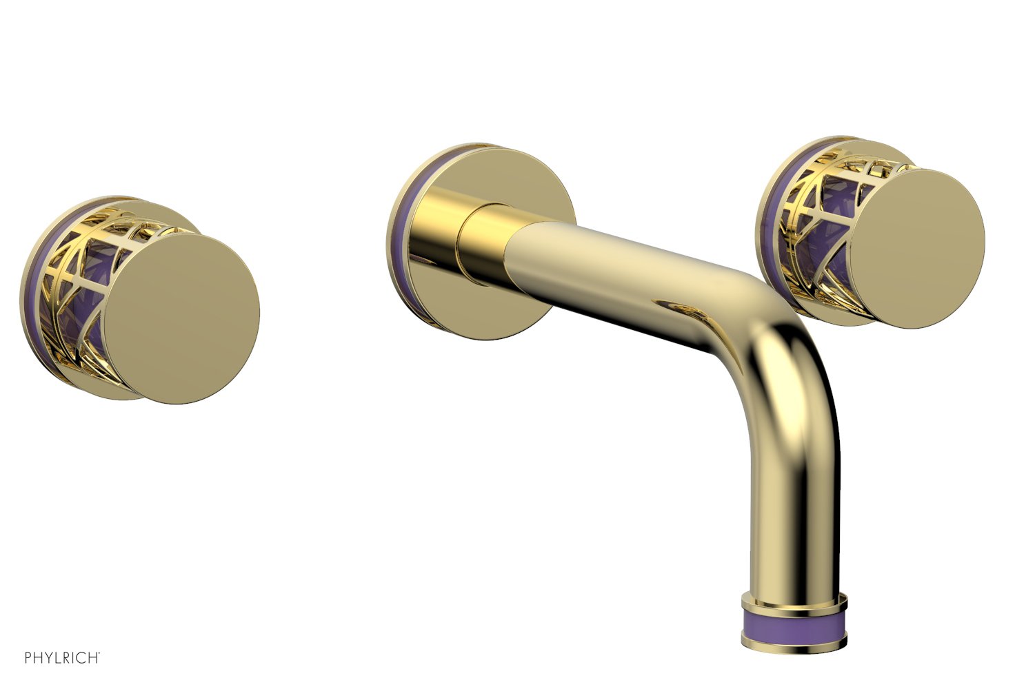 Phylrich JOLIE Wall Lavatory Set - Round Handles with "Purple" Accents