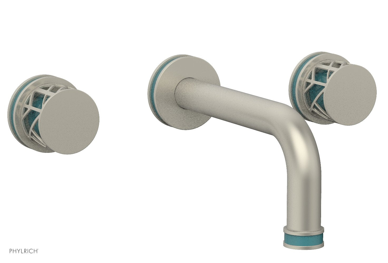 Phylrich JOLIE Wall Lavatory Set - Round Handles with "Turquoise" Accents