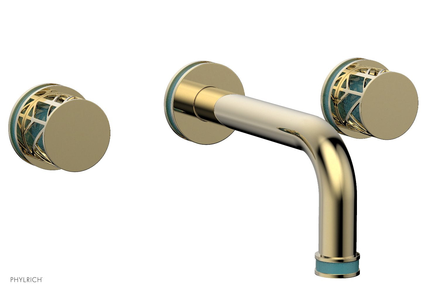 Phylrich JOLIE Wall Lavatory Set - Round Handles with "Turquoise" Accents