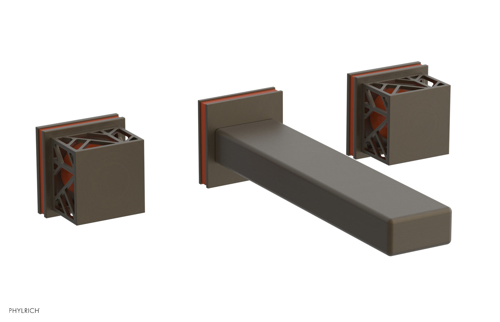 Phylrich JOLIE Wall Lavatory Set - Square Handles with "Orange" Accents