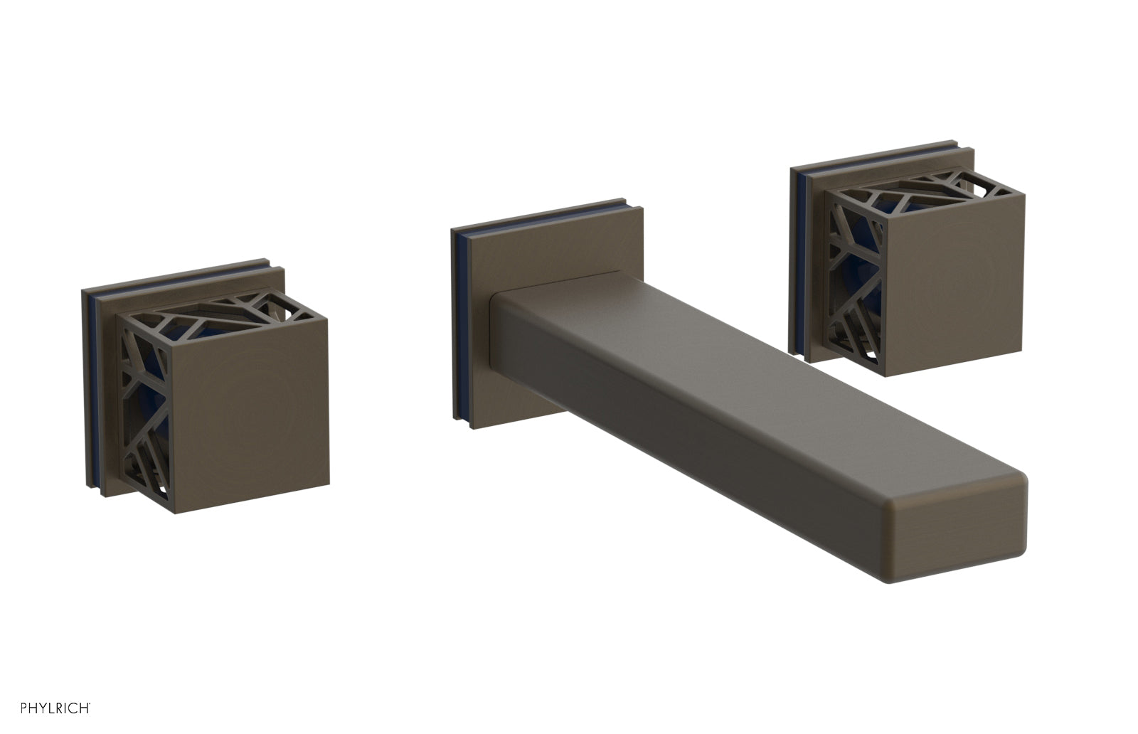 Phylrich JOLIE Wall Lavatory Set - Square Handles with "Navy blue" Accents