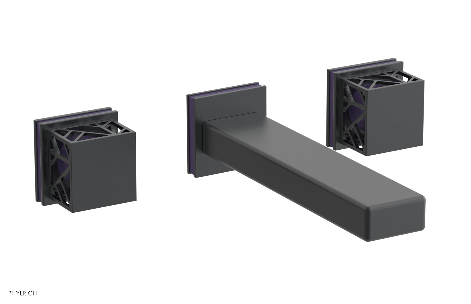 Phylrich JOLIE Wall Lavatory Set - Square Handles with "Purple" Accents