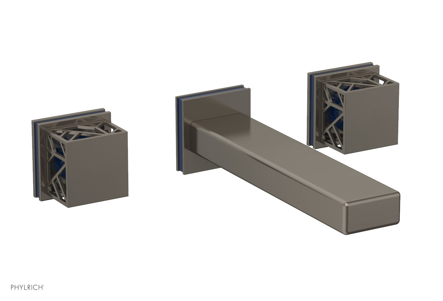 Phylrich JOLIE Wall Lavatory Set - Square Handles with "Navy blue" Accents