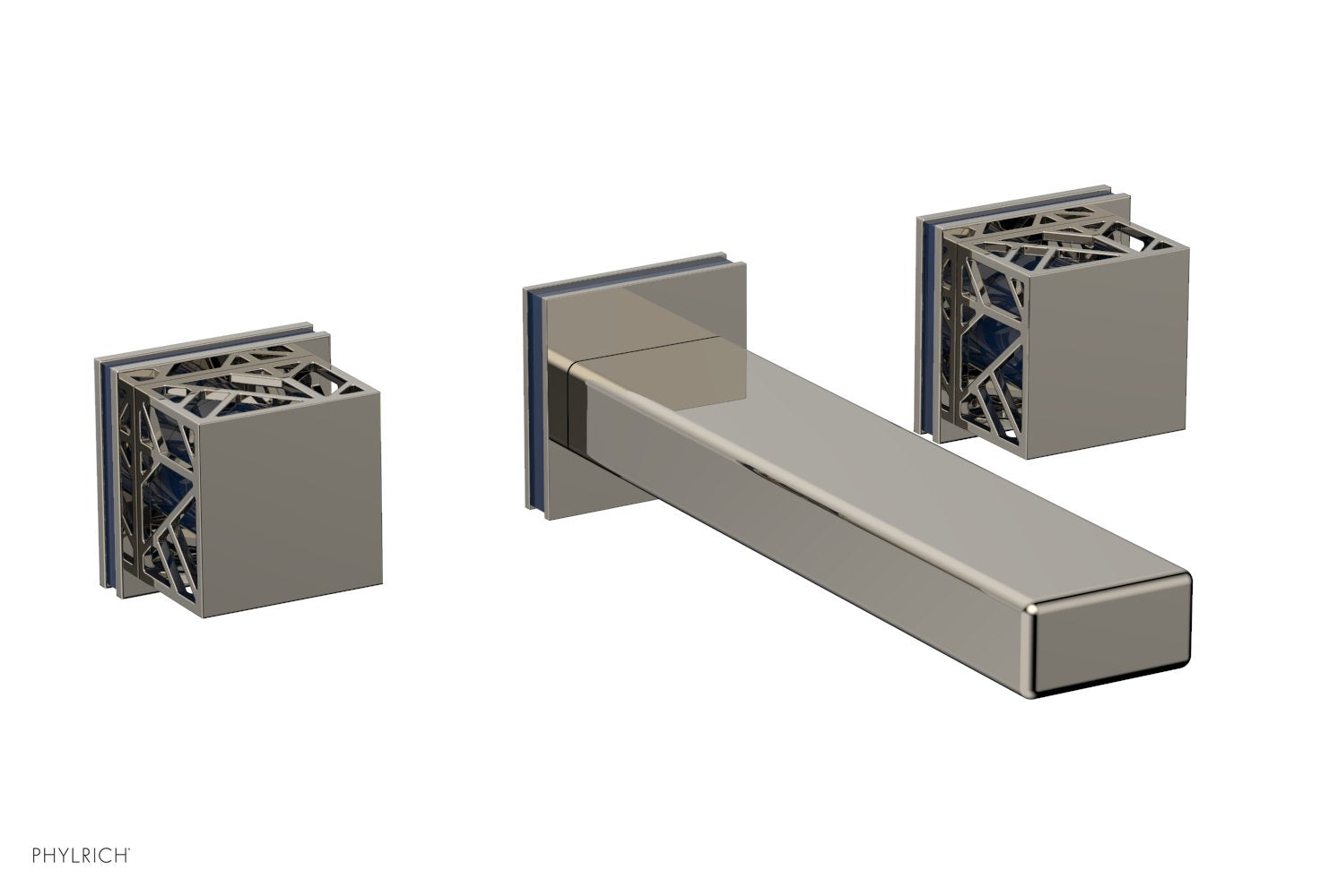 Phylrich JOLIE Wall Lavatory Set - Square Handles with "Navy blue" Accents