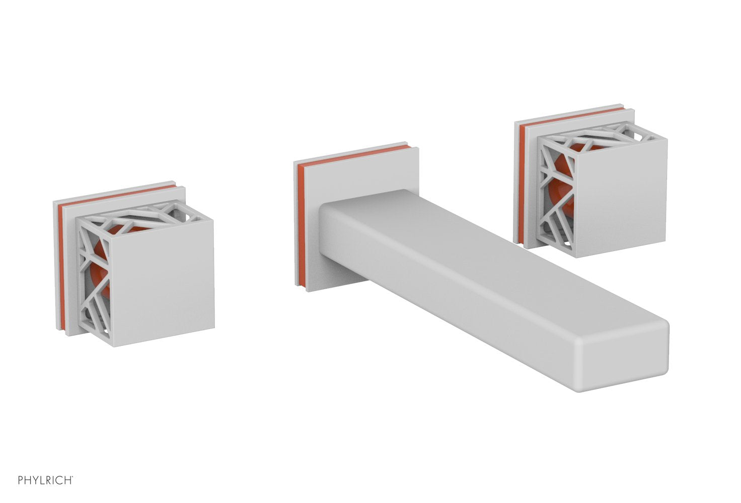 Phylrich JOLIE Wall Tub Set - Square Handles with "Orange" Accents