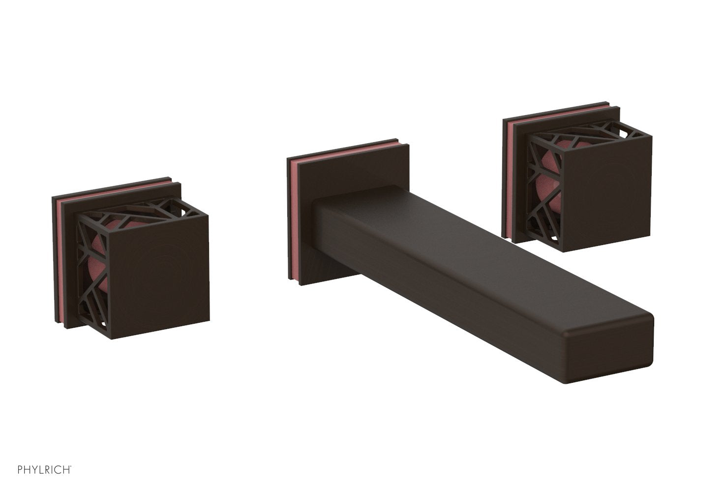 Phylrich JOLIE Wall Tub Set - Square Handles with "Pink" Accents