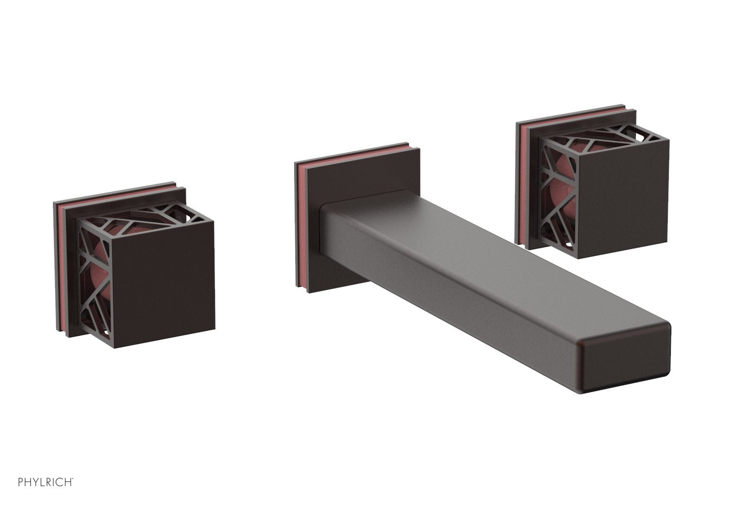 Phylrich JOLIE Wall Lavatory Set - Square Handles with "Pink" Accents