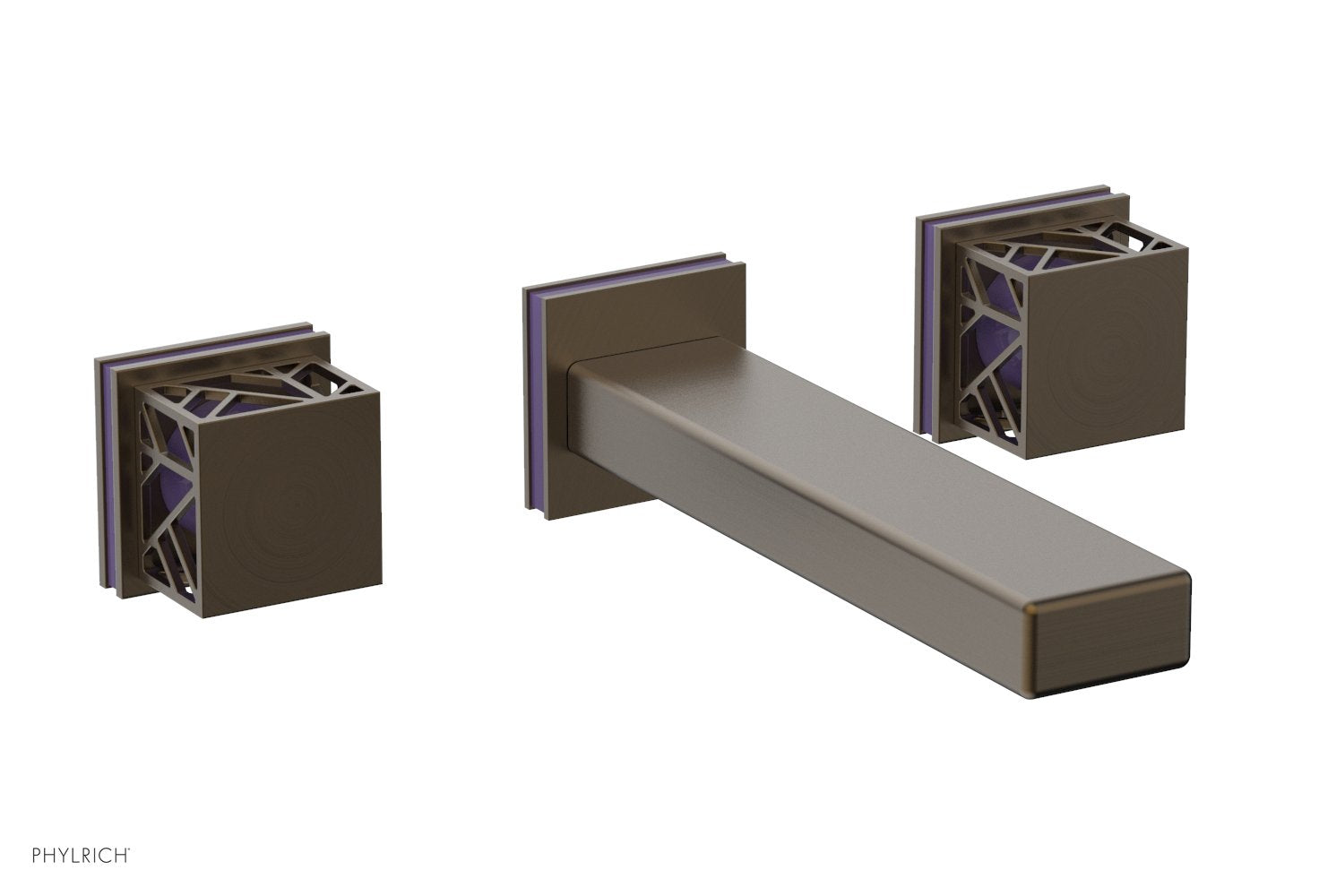 Phylrich JOLIE Wall Lavatory Set - Square Handles with "Purple" Accents
