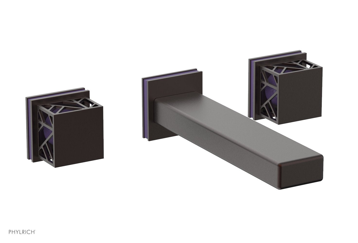 Phylrich JOLIE Wall Lavatory Set - Square Handles with "Purple" Accents