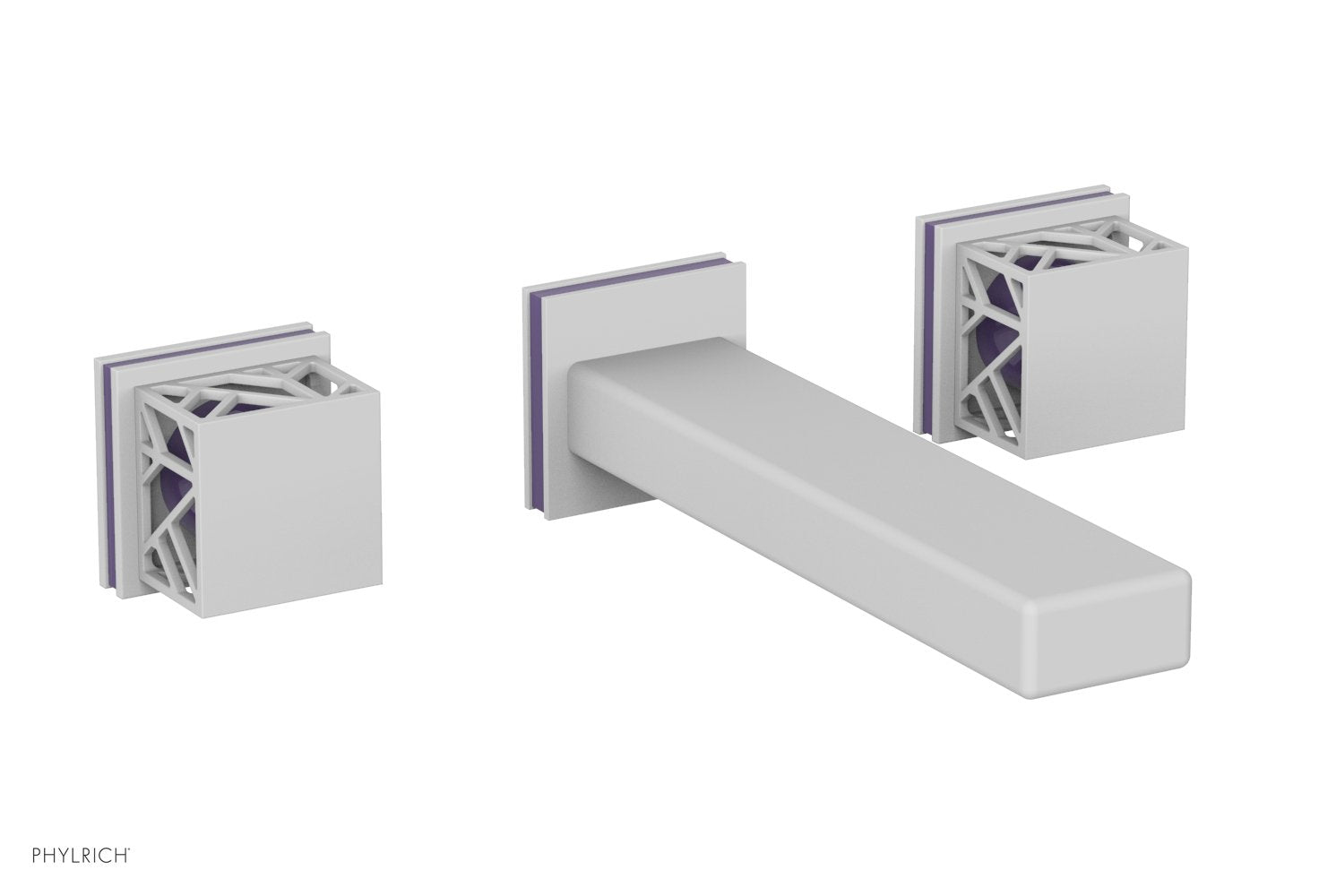 Phylrich JOLIE Wall Lavatory Set - Square Handles with "Purple" Accents