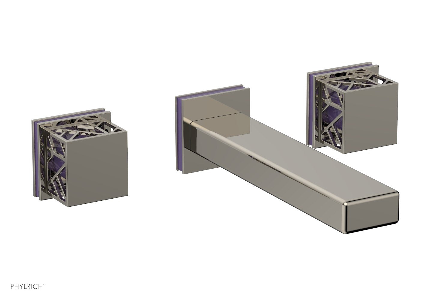 Phylrich JOLIE Wall Tub Set - Square Handles with "Purple" Accents