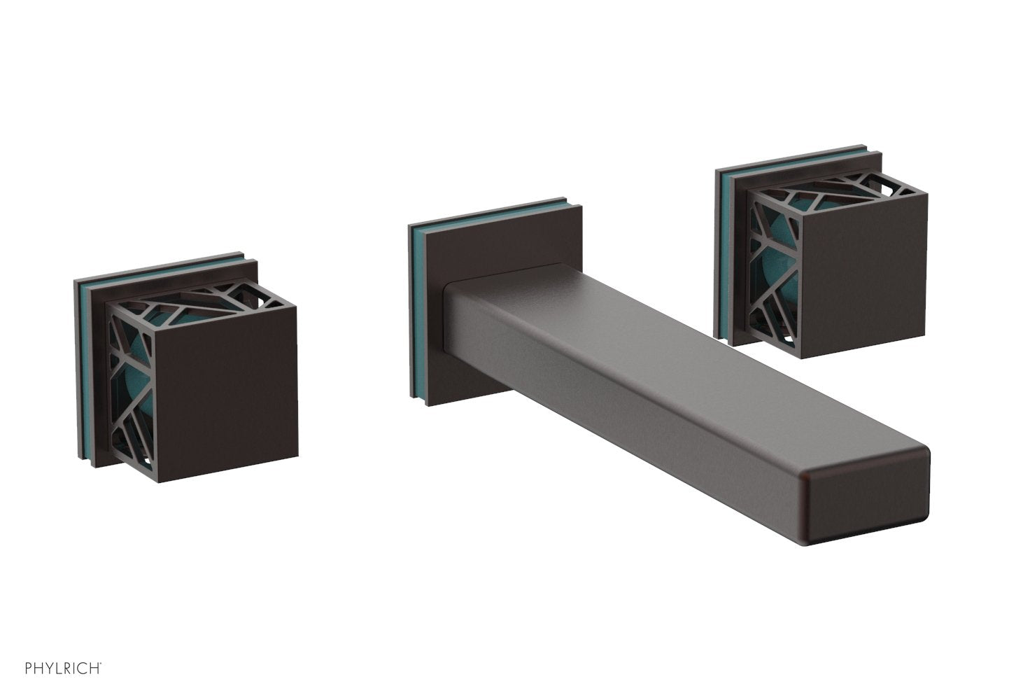 Phylrich JOLIE Wall Lavatory Set - Square Handles with "Turquoise" Accents