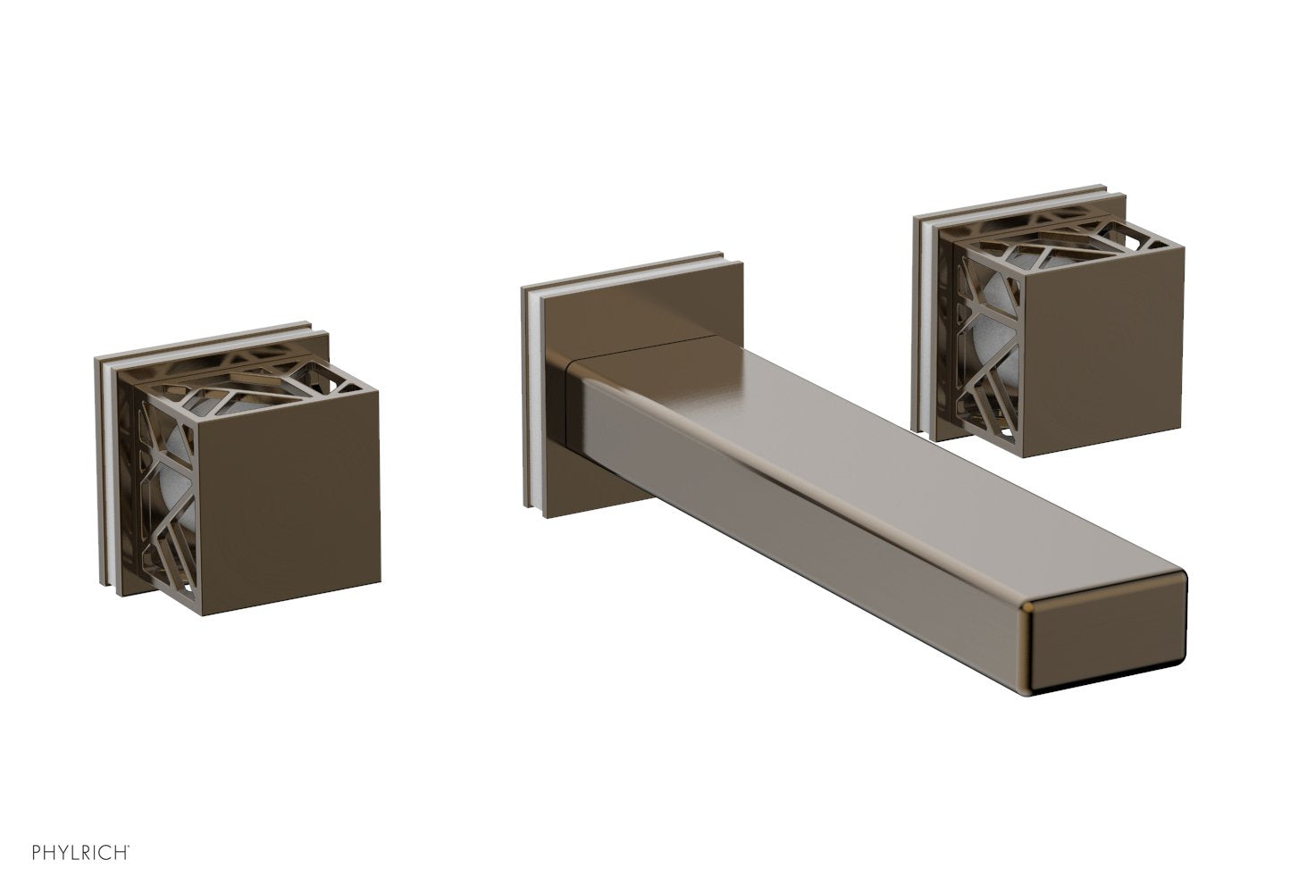 Phylrich JOLIE Wall Tub Set - Square Handles with "White" Accents