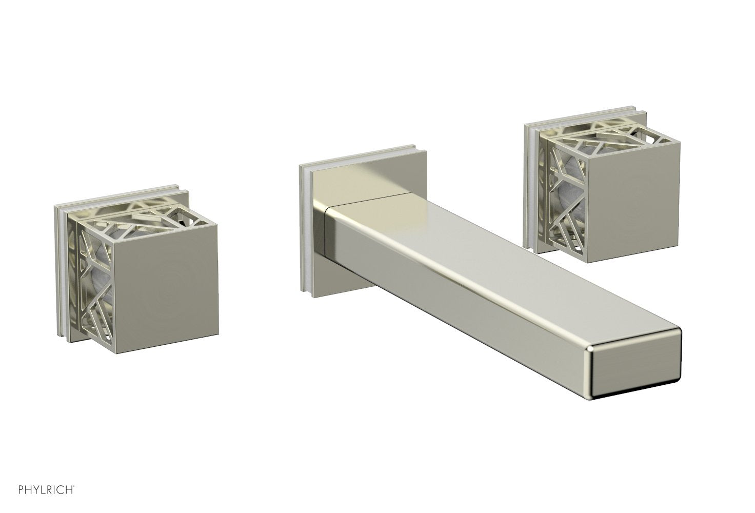 Phylrich JOLIE Wall Lavatory Set - Square Handles with "White" Accents