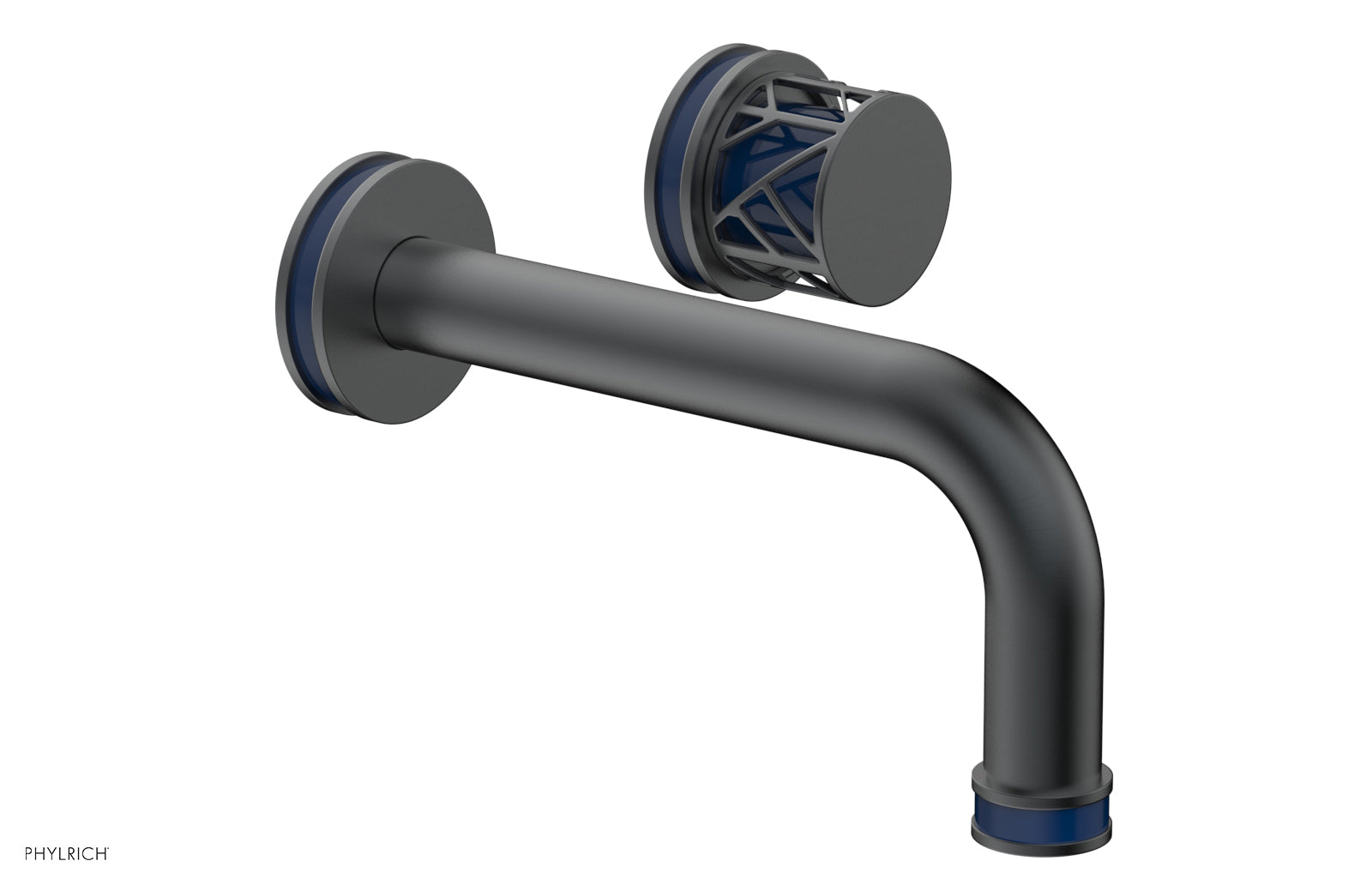 Phylrich JOLIE Single Handle Wall Lavatory Set - Round Handle "Navy Blue" Accents
