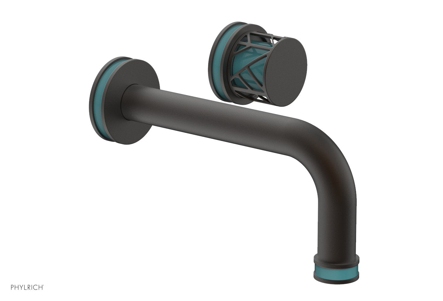 Phylrich JOLIE Single Handle Wall Lavatory Set - Round Handle "Turquoise" Accents