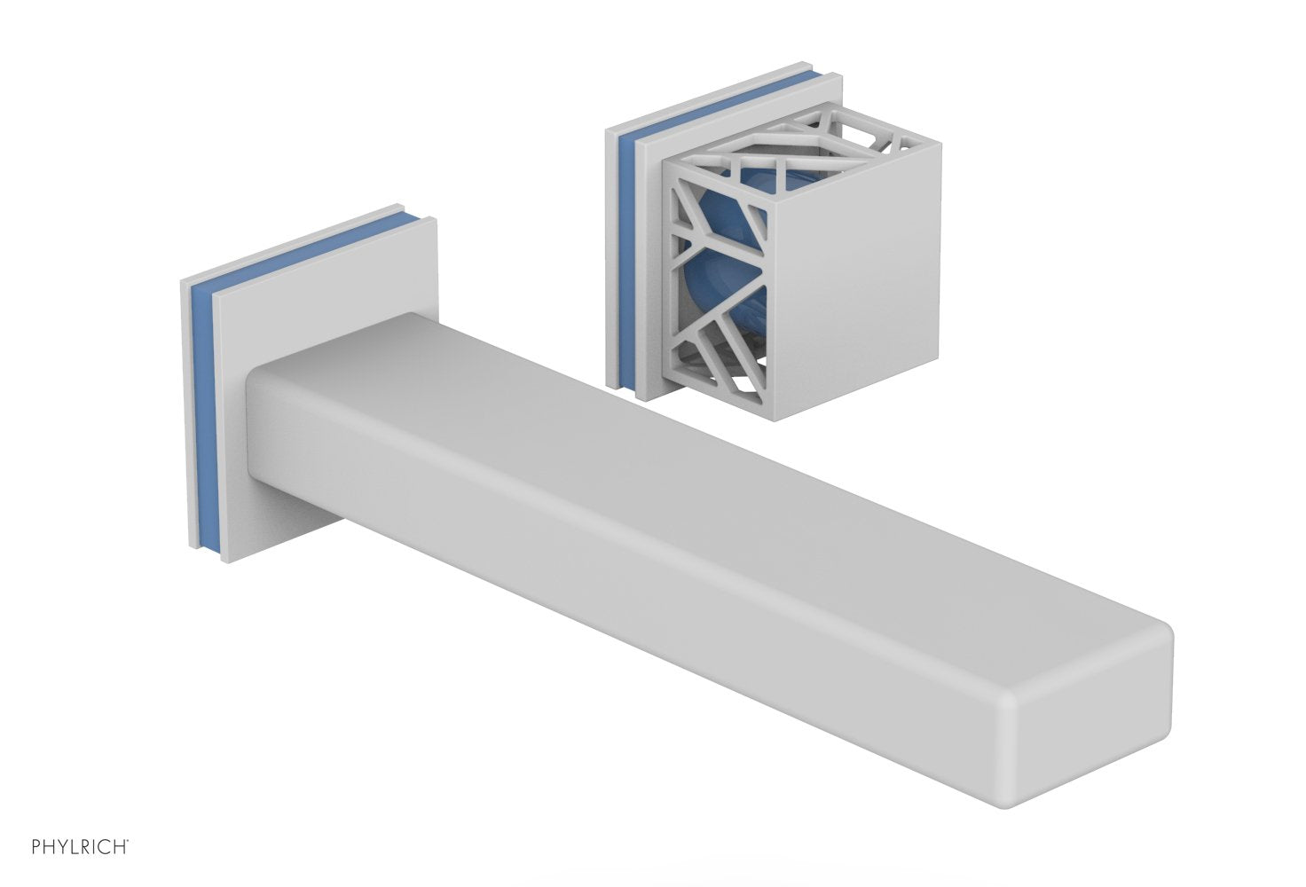 Phylrich JOLIE Single Handle Wall Lavatory Set - Square Handle "Light Blue" Accents