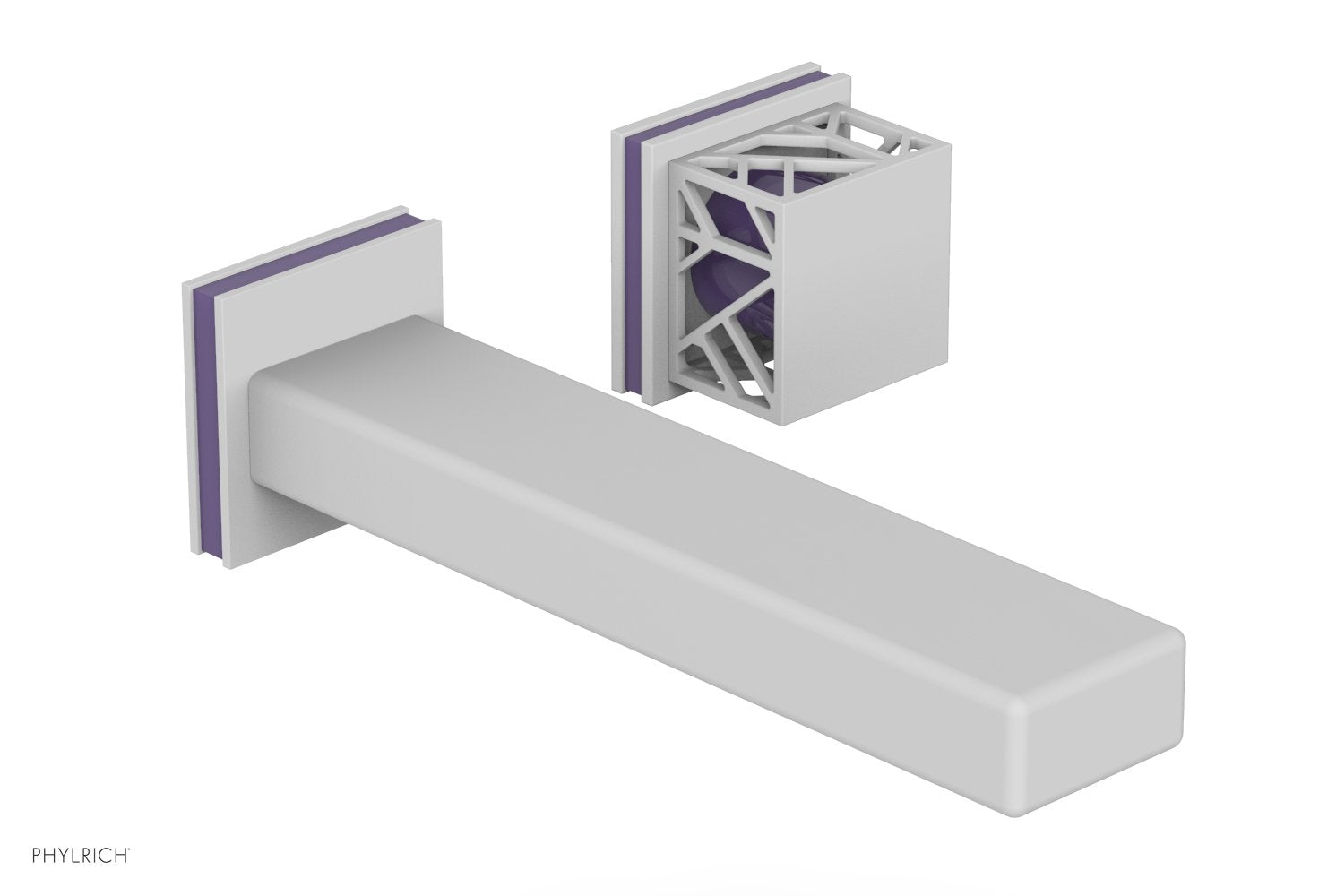 Phylrich JOLIE Single Handle Wall Lavatory Set - Square Handle "Purple" Accents