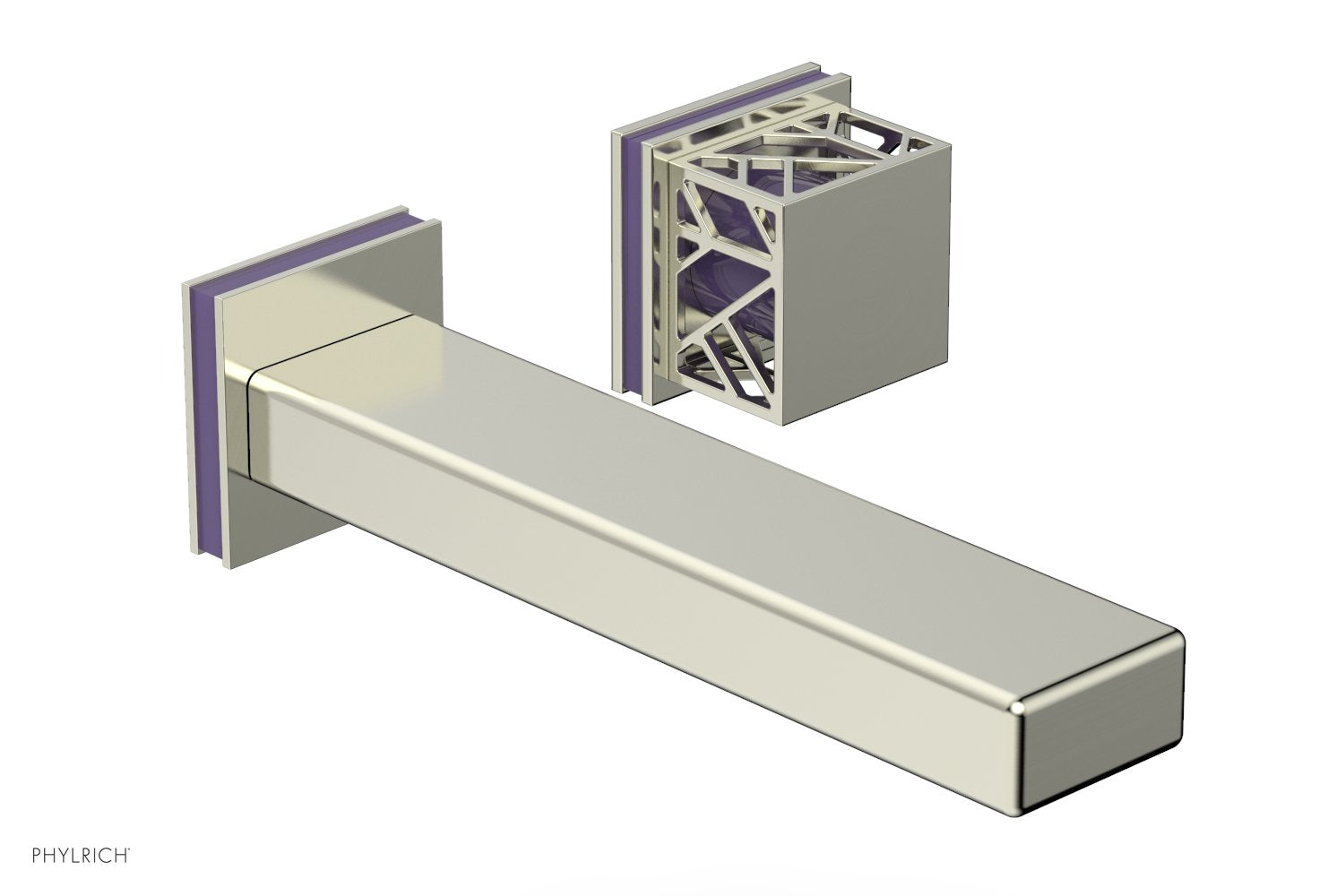 Phylrich JOLIE Single Handle Wall Lavatory Set - Square Handle "Purple" Accents