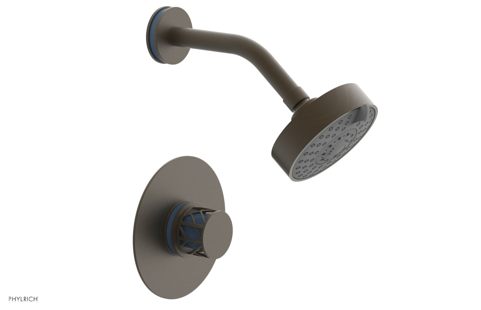 Phylrich JOLIE Pressure Balance Shower Set - Round Handle with "Light Blue" Accents