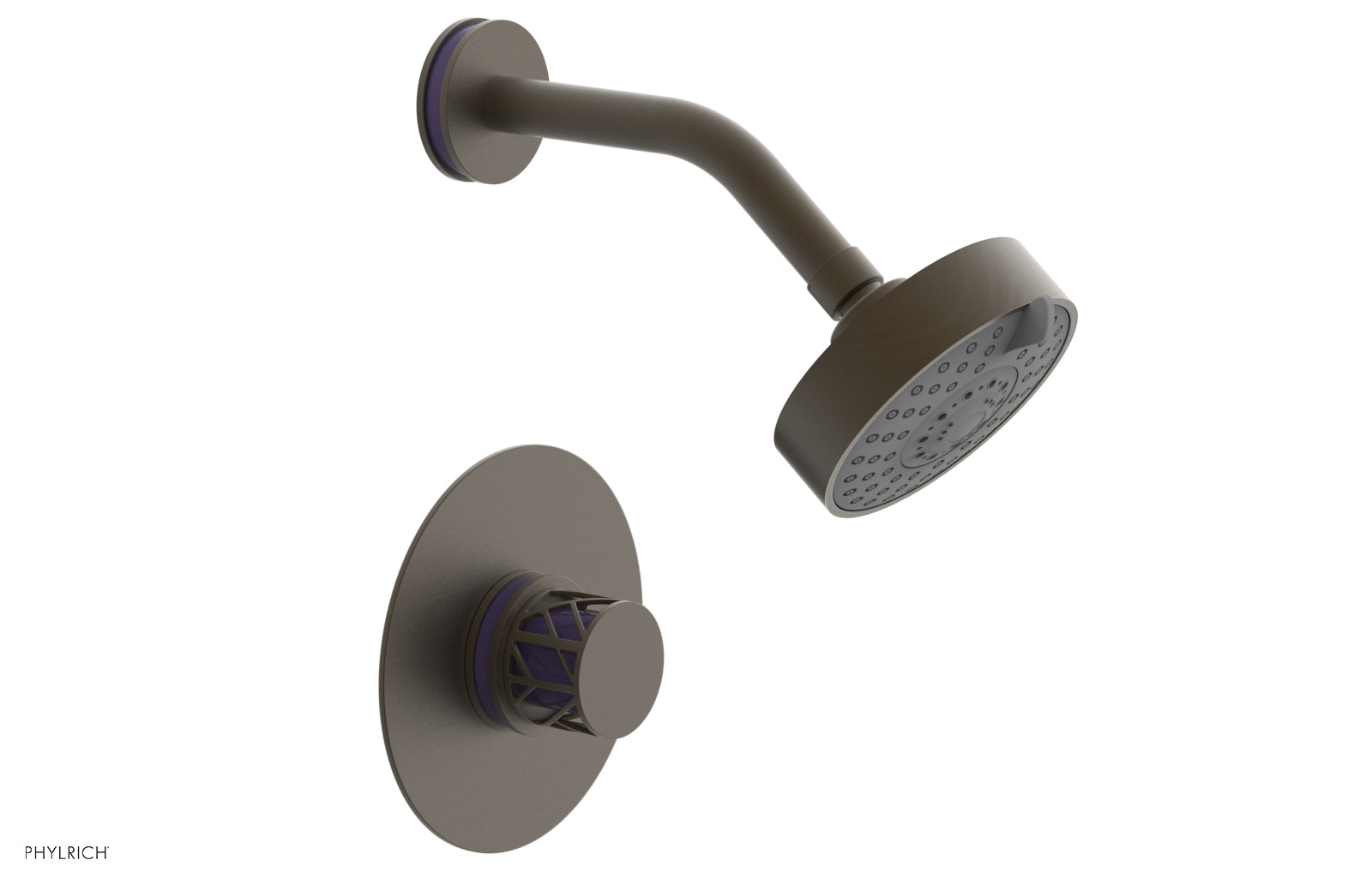 Phylrich JOLIE Pressure Balance Shower Set - Round Handle with "Purple" Accents