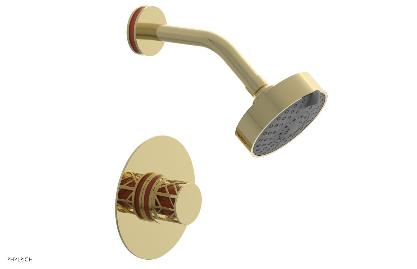 Phylrich JOLIE Pressure Balance Shower Set - Round Handle with "Orange" Accents