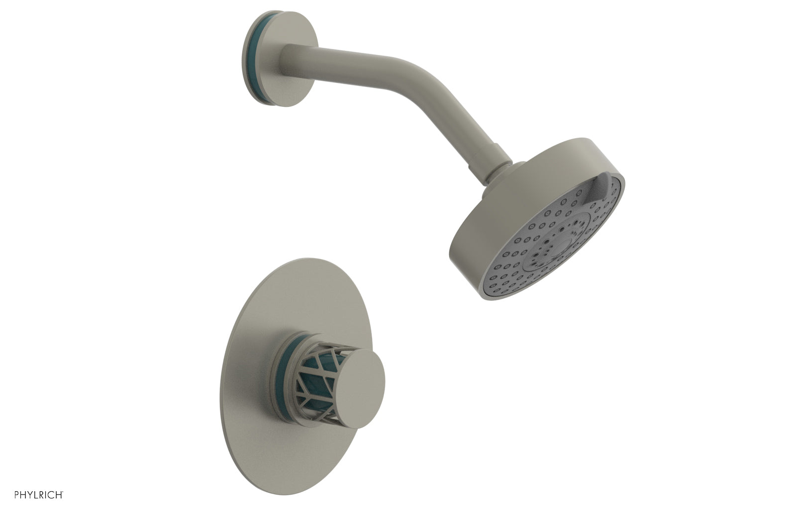 Phylrich JOLIE Pressure Balance Shower Set - Round Handle with "Turquoise" Accents